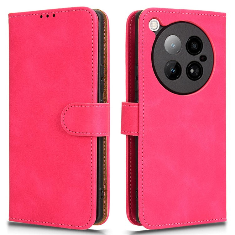 For Infinix Zero 40 4G Leather Case Skin-Feel Anti-Drop Wallet Flip Phone Cover - Rose