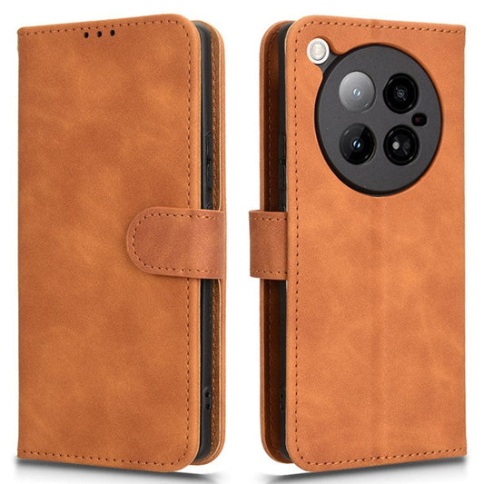 For Infinix Zero 40 4G Leather Case Skin-Feel Anti-Drop Wallet Flip Phone Cover - Brown