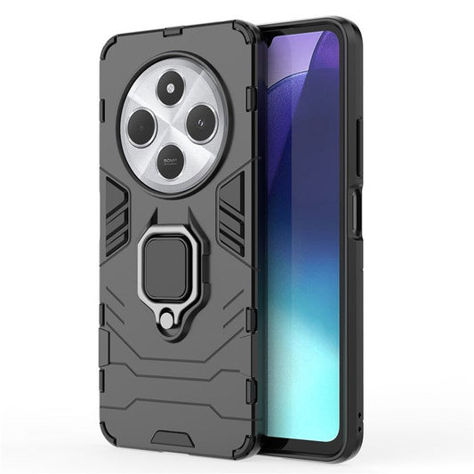 For Xiaomi Poco C75 4G / Redmi 14R 5G / 14C 4G Case PC+TPU Protective Phone Cover with Ring Kickstand - Black