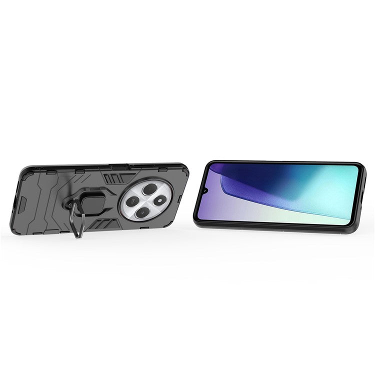For Xiaomi Poco C75 4G / Redmi 14R 5G / 14C 4G Case PC+TPU Protective Phone Cover with Ring Kickstand - Black