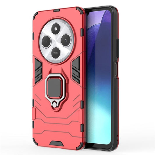 For Xiaomi Poco C75 4G / Redmi 14R 5G / 14C 4G Case PC+TPU Protective Phone Cover with Ring Kickstand - Red