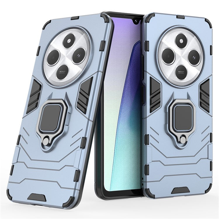 For Xiaomi Poco C75 4G / Redmi 14R 5G / 14C 4G Case PC+TPU Protective Phone Cover with Ring Kickstand - Blue