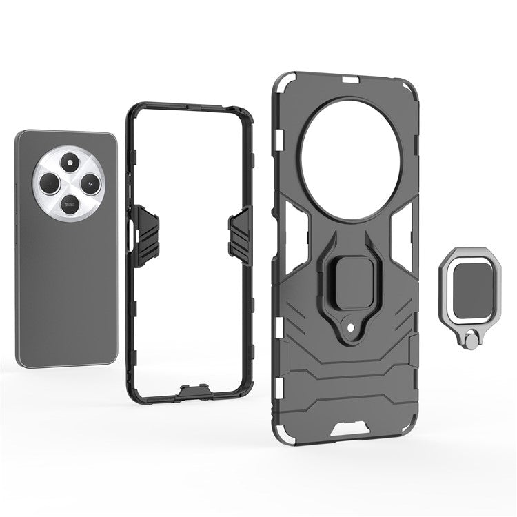 For Xiaomi Poco C75 4G / Redmi 14R 5G / 14C 4G Case PC+TPU Protective Phone Cover with Ring Kickstand - Blue