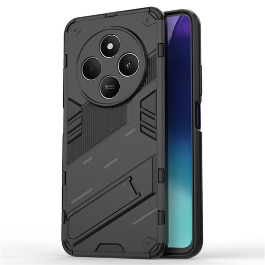 For Xiaomi Poco C75 4G / Redmi 14R 5G / 14C 4G Case PC+TPU Shockproof Phone Cover with Kickstand - Black