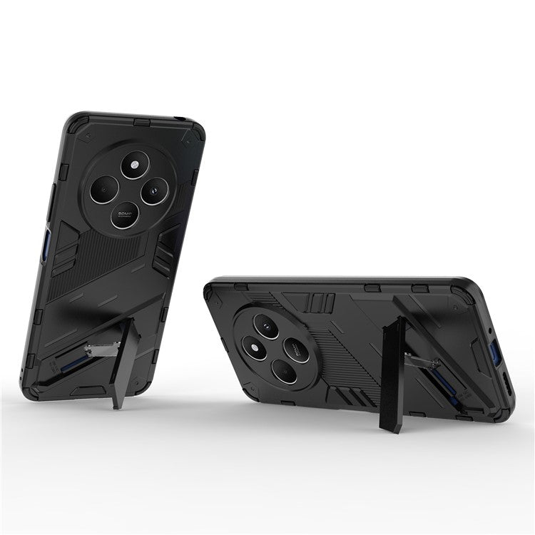 For Xiaomi Poco C75 4G / Redmi 14R 5G / 14C 4G Case PC+TPU Shockproof Phone Cover with Kickstand - Black