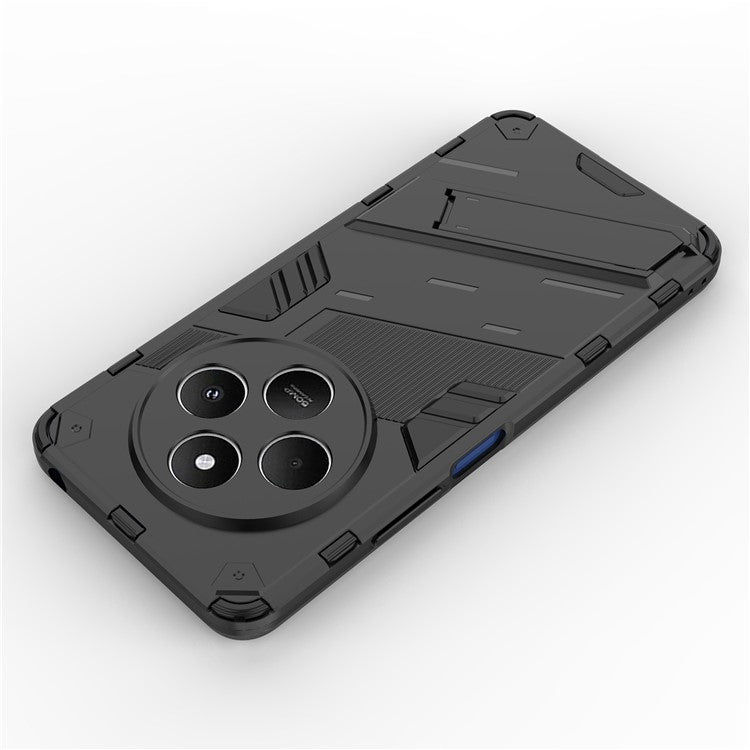 For Xiaomi Poco C75 4G / Redmi 14R 5G / 14C 4G Case PC+TPU Shockproof Phone Cover with Kickstand - Black