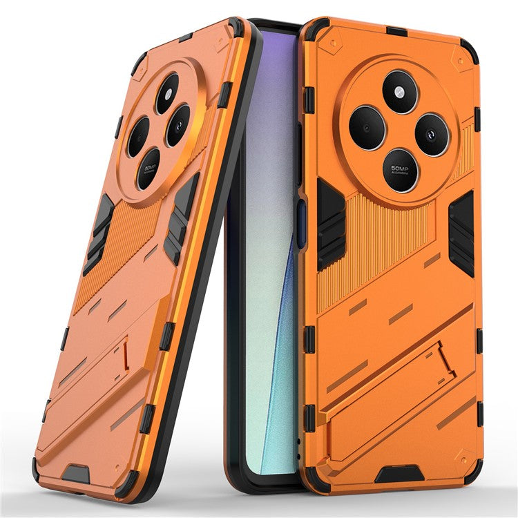 For Xiaomi Poco C75 4G / Redmi 14R 5G / 14C 4G Case PC+TPU Shockproof Phone Cover with Kickstand - Orange