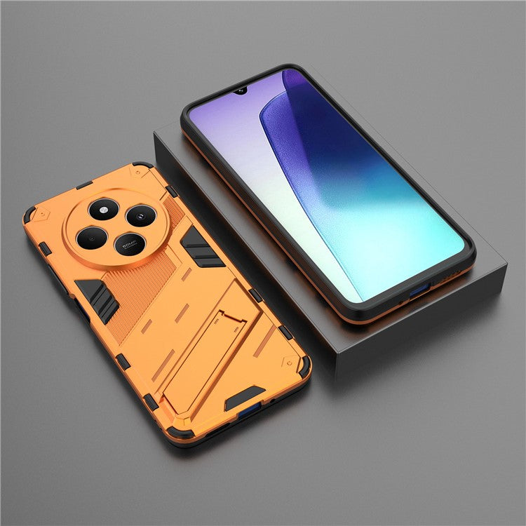 For Xiaomi Poco C75 4G / Redmi 14R 5G / 14C 4G Case PC+TPU Shockproof Phone Cover with Kickstand - Orange