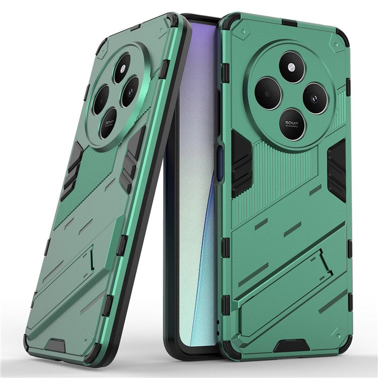 For Xiaomi Poco C75 4G / Redmi 14R 5G / 14C 4G Case PC+TPU Shockproof Phone Cover with Kickstand - Green