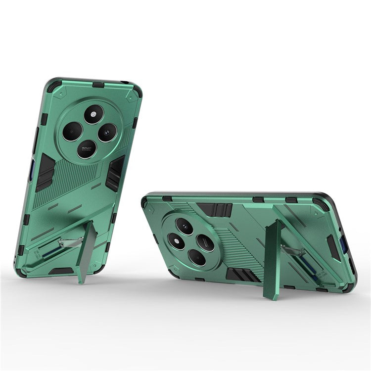 For Xiaomi Poco C75 4G / Redmi 14R 5G / 14C 4G Case PC+TPU Shockproof Phone Cover with Kickstand - Green