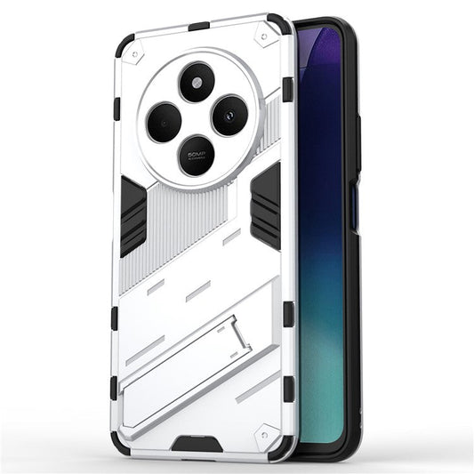 For Xiaomi Poco C75 4G / Redmi 14R 5G / 14C 4G Case PC+TPU Shockproof Phone Cover with Kickstand - White