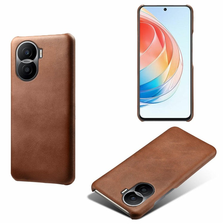 For Honor X40i 5G Slim Shockproof Phone Cover Calf Texture PU Leather Coated Hard PC Anti-Scratch Phone Case - Brown
