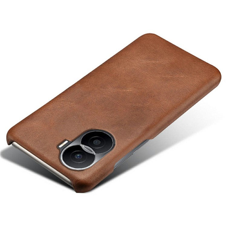 For Honor X40i 5G Slim Shockproof Phone Cover Calf Texture PU Leather Coated Hard PC Anti-Scratch Phone Case - Brown