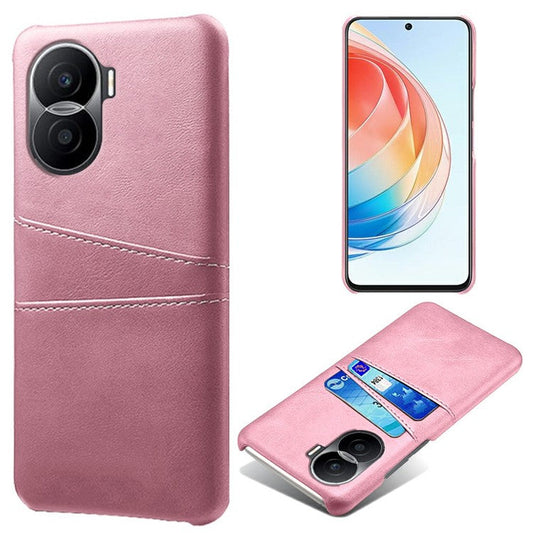 For Honor X40i 5G Dual Card Slots Holder Case PU Leather Coated Hard PC Protective Phone Cover - Rose Gold