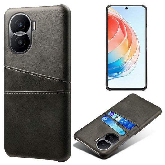 For Honor X40i 5G Dual Card Slots Holder Case PU Leather Coated Hard PC Protective Phone Cover - Black