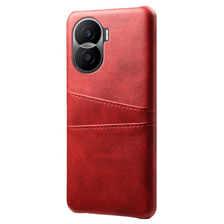 For Honor X40i 5G Dual Card Slots Holder Case PU Leather Coated Hard PC Protective Phone Cover - Red
