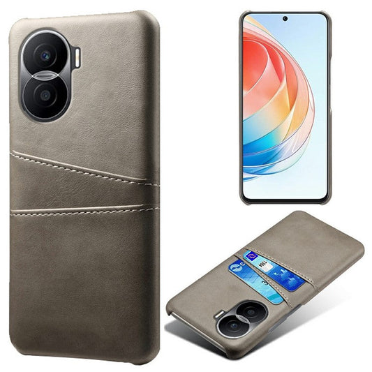 For Honor X40i 5G Dual Card Slots Holder Case PU Leather Coated Hard PC Protective Phone Cover - Grey