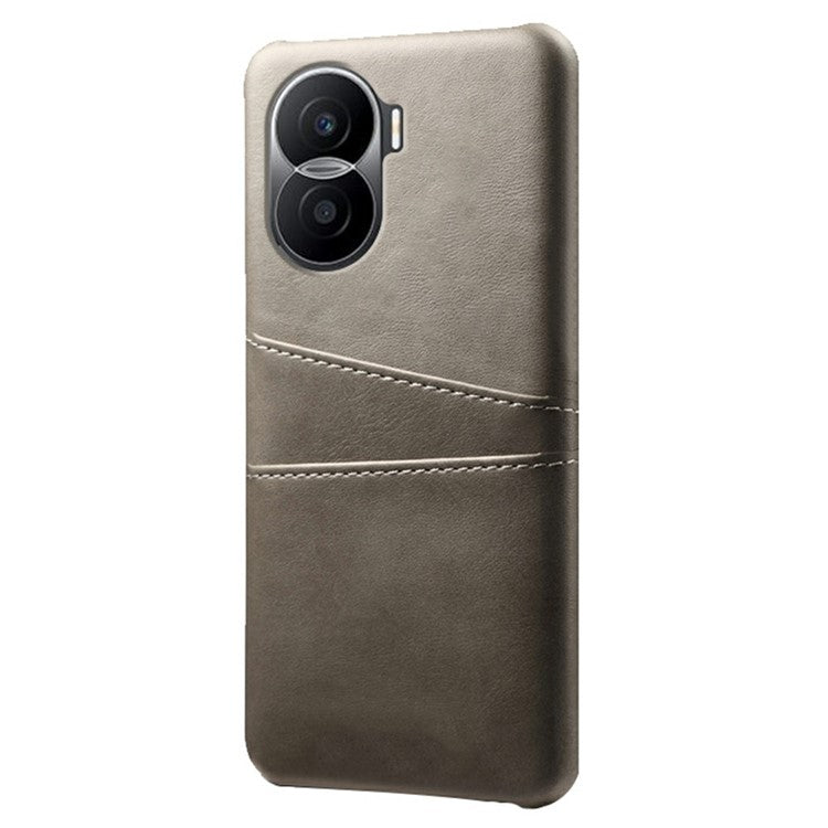 For Honor X40i 5G Dual Card Slots Holder Case PU Leather Coated Hard PC Protective Phone Cover - Grey