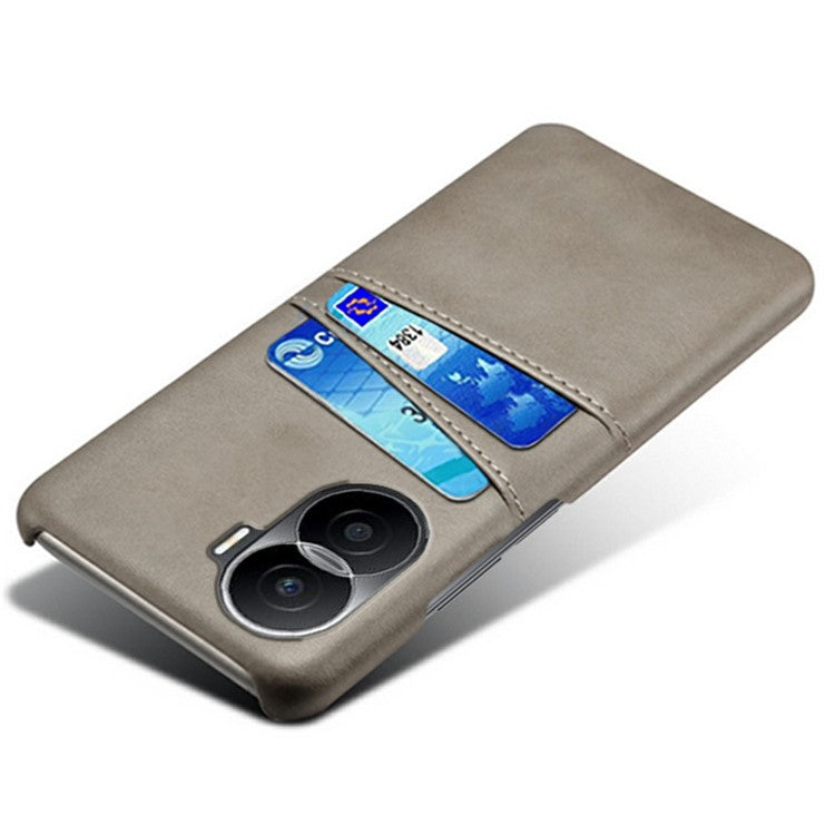 For Honor X40i 5G Dual Card Slots Holder Case PU Leather Coated Hard PC Protective Phone Cover - Grey