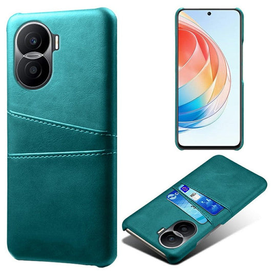 For Honor X40i 5G Dual Card Slots Holder Case PU Leather Coated Hard PC Protective Phone Cover - Green