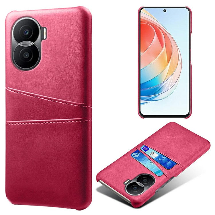 For Honor X40i 5G Dual Card Slots Holder Case PU Leather Coated Hard PC Protective Phone Cover - Rose