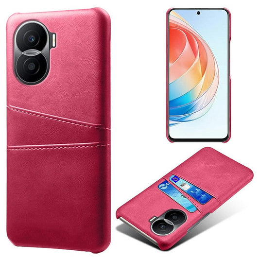 For Honor X40i 5G Dual Card Slots Holder Case PU Leather Coated Hard PC Protective Phone Cover - Rose