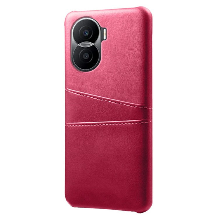 For Honor X40i 5G Dual Card Slots Holder Case PU Leather Coated Hard PC Protective Phone Cover - Rose