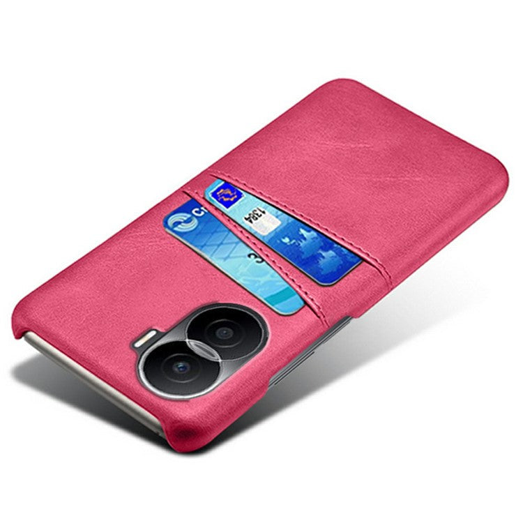 For Honor X40i 5G Dual Card Slots Holder Case PU Leather Coated Hard PC Protective Phone Cover - Rose