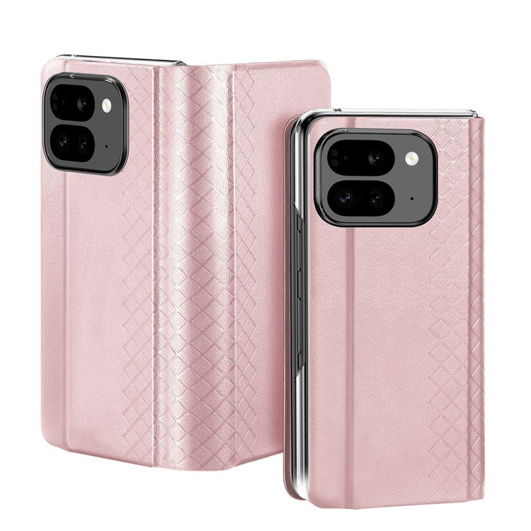 DUX DUCIS Bril Series for Google Pixel 9 Pro Fold 5G Case Leather+PC Stand Phone Cover - Pink