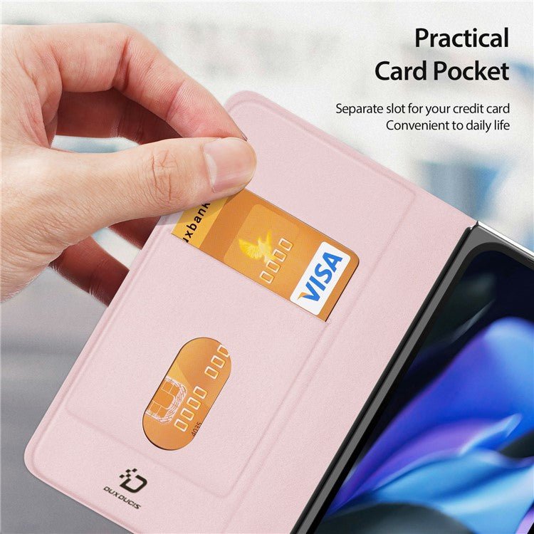 DUX DUCIS Bril Series for Google Pixel 9 Pro Fold 5G Case Leather+PC Stand Phone Cover - Pink