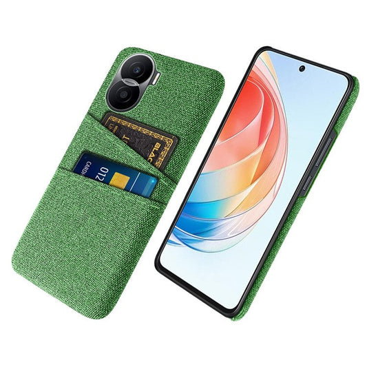 For Honor X40i 5G Cloth Texture Phone Case Dual Card Slots Anti-scratch Hard PC Protective Cover - Green