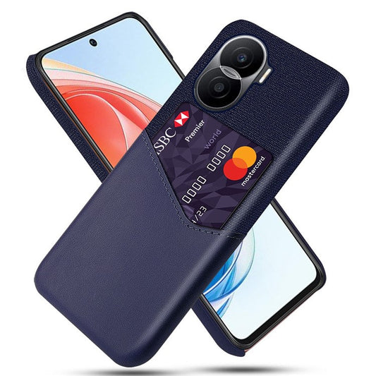 For Honor X40i 5G Anti-scratch Cloth Texture Cell Phone Cover PU Leather+ PC Card Holder Protective Case - Blue