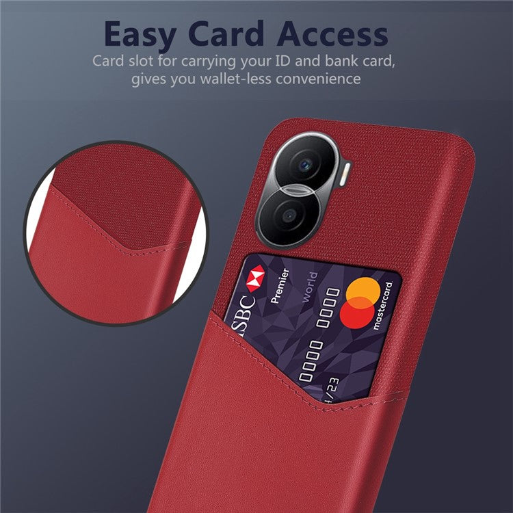 For Honor X40i 5G Anti-scratch Cloth Texture Cell Phone Cover PU Leather+ PC Card Holder Protective Case - Red
