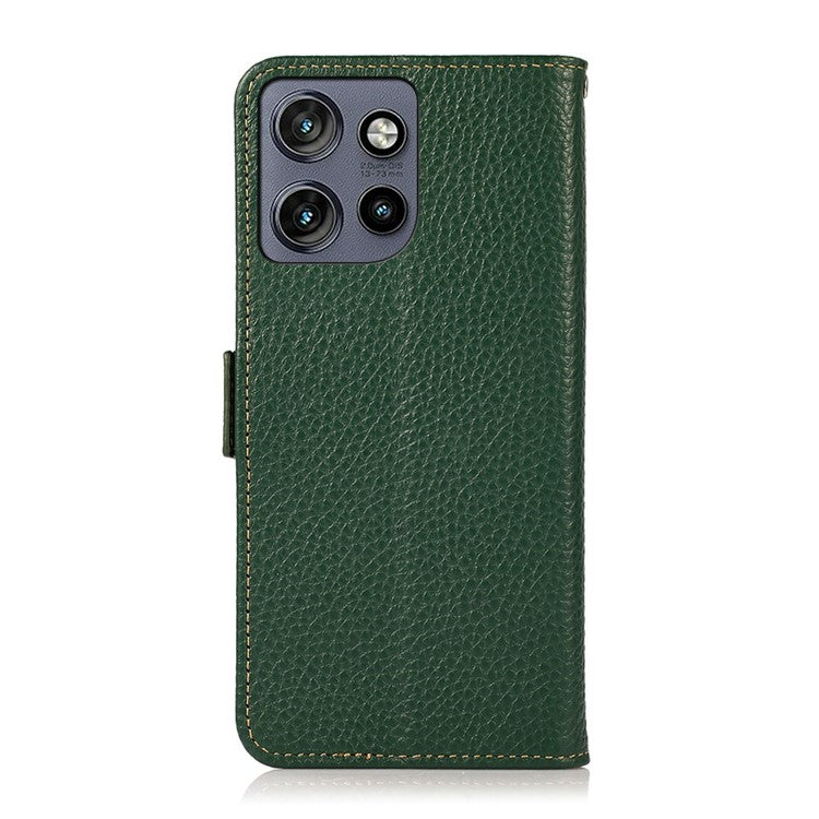 KHAZNEH For Motorola Edge 50 Neo 5G Phone Case Genuine Cow Leather Cover RFID Blocking - Green