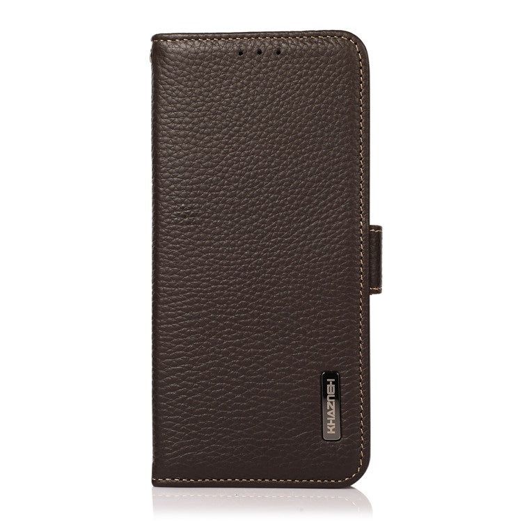 KHAZNEH For Motorola Edge 50 Neo 5G / Moto S50 5G / Thinkphone 25 5G Phone Case Genuine Cow Leather Cover RFID Blocking - Brown