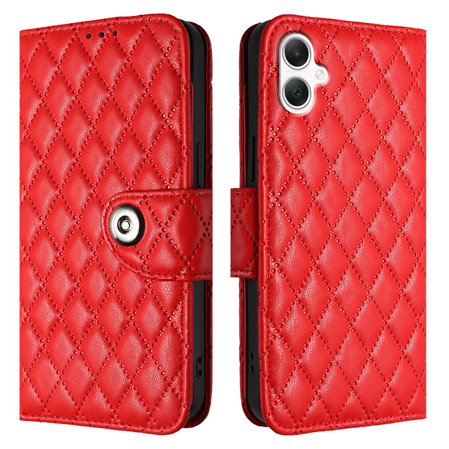 For Samsung Galaxy A06 Case YB Imprinting Series-8 Leather Wallet Phone Cover with 7 Card Slots - Red