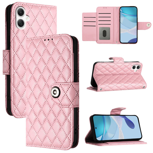For Samsung Galaxy A06 Case YB Imprinting Series-8 Leather Wallet Phone Cover with 7 Card Slots - Pink