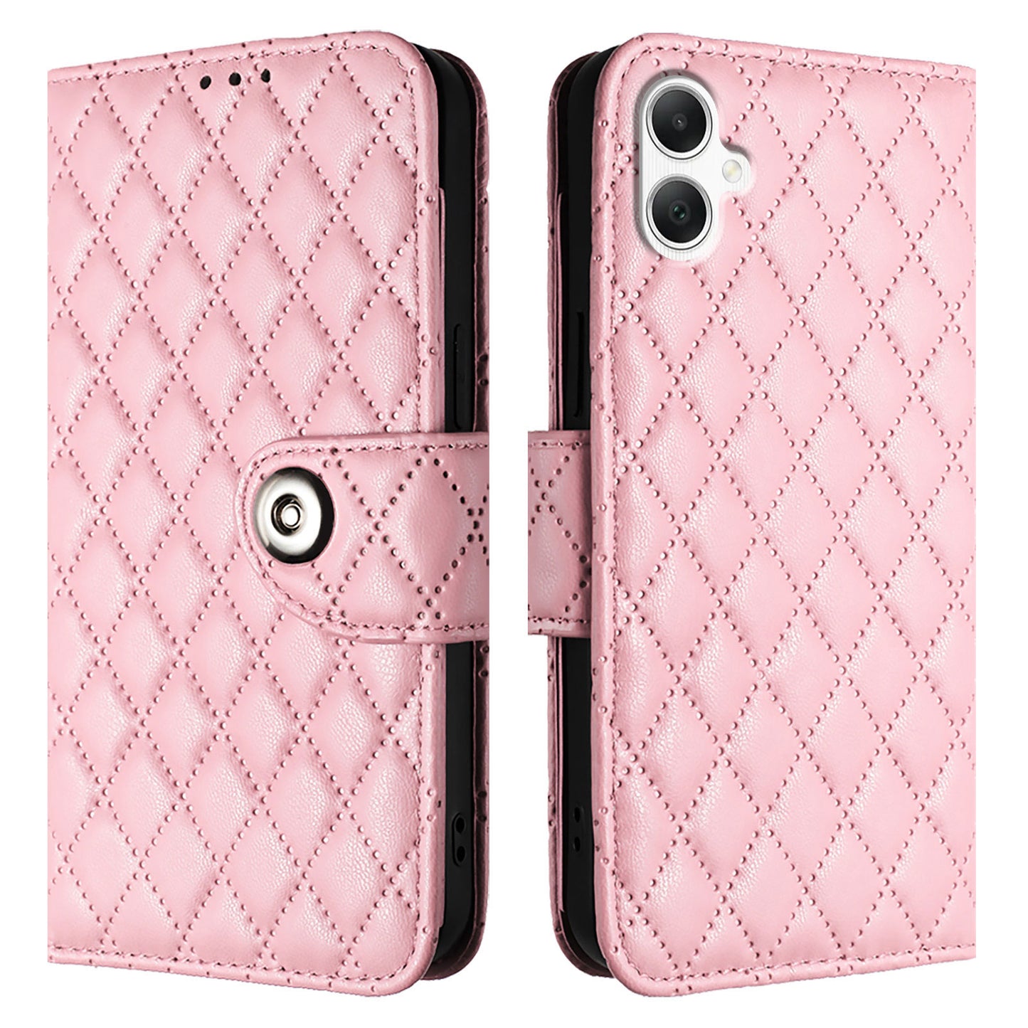 For Samsung Galaxy A06 Case YB Imprinting Series-8 Leather Wallet Phone Cover with 7 Card Slots - Pink