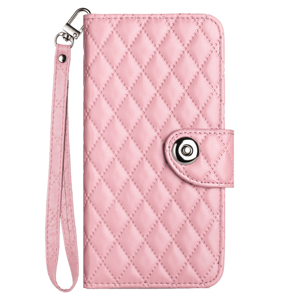 For Samsung Galaxy A06 Case YB Imprinting Series-8 Leather Wallet Phone Cover with 7 Card Slots - Pink