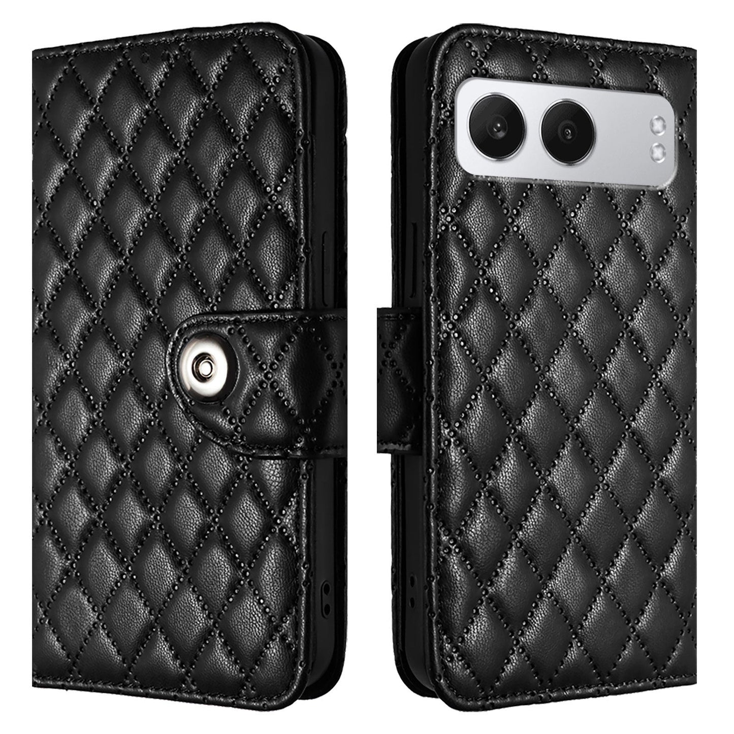 For OnePlus Nord 4 Case YB Imprinting Series-8 Leather Wallet Phone Cover with 7 Card Slots - Black