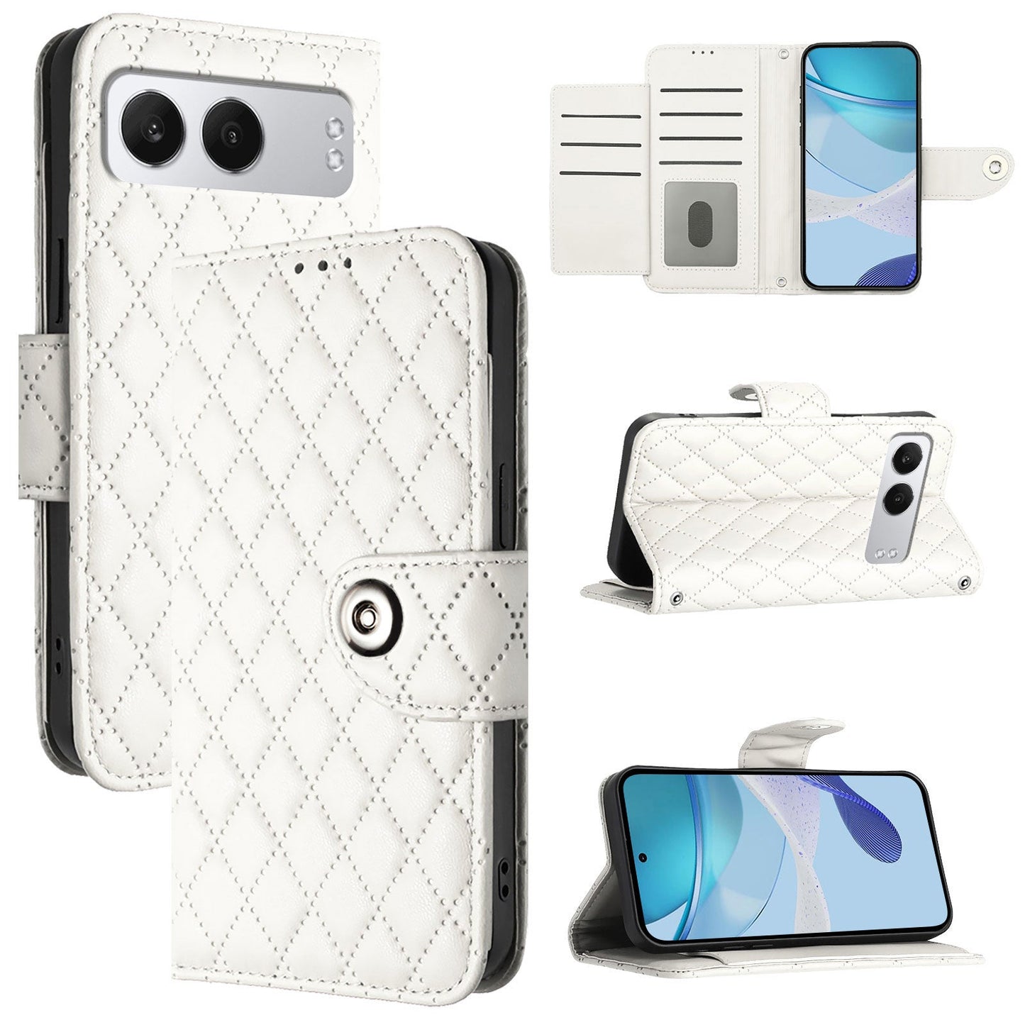 For OnePlus Nord 4 Case YB Imprinting Series-8 Leather Wallet Phone Cover with 7 Card Slots - White
