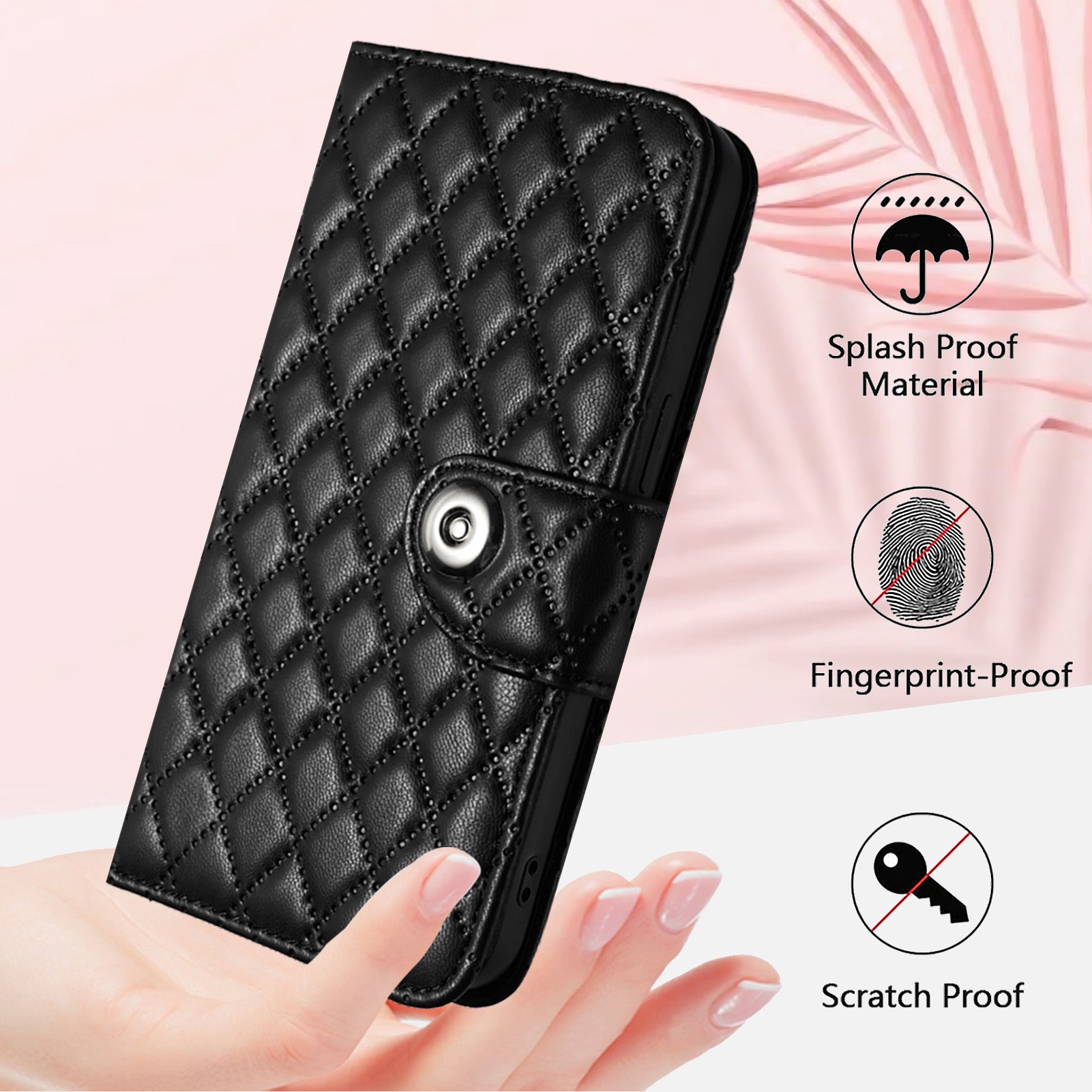 For Samsung Galaxy A16 5G / A16 4G Case YB Imprinting Series-8 Leather Wallet Phone Cover with 7 Card Slots - Black