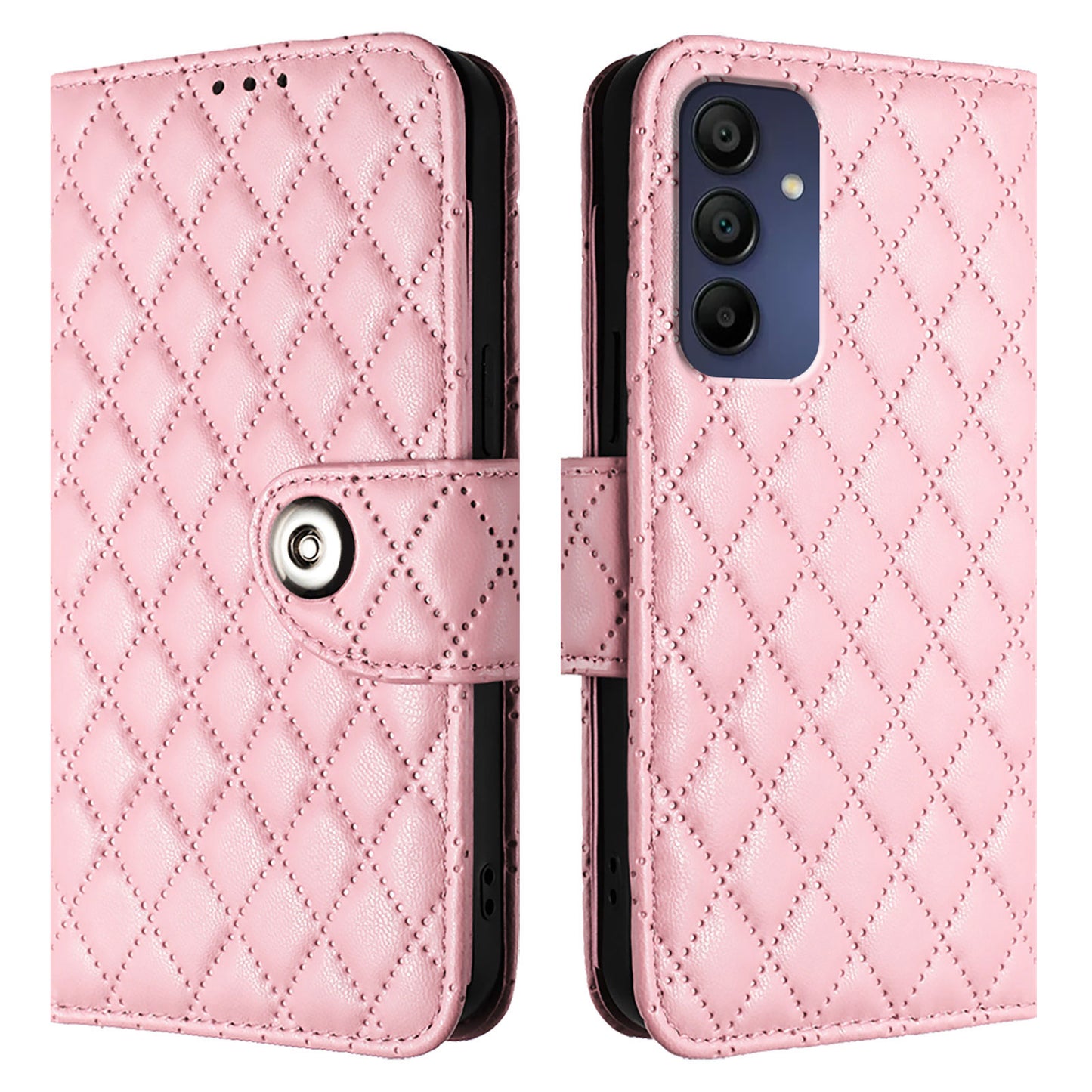 For Samsung Galaxy A16 5G / A16 4G Case YB Imprinting Series-8 Leather Wallet Phone Cover with 7 Card Slots - Pink