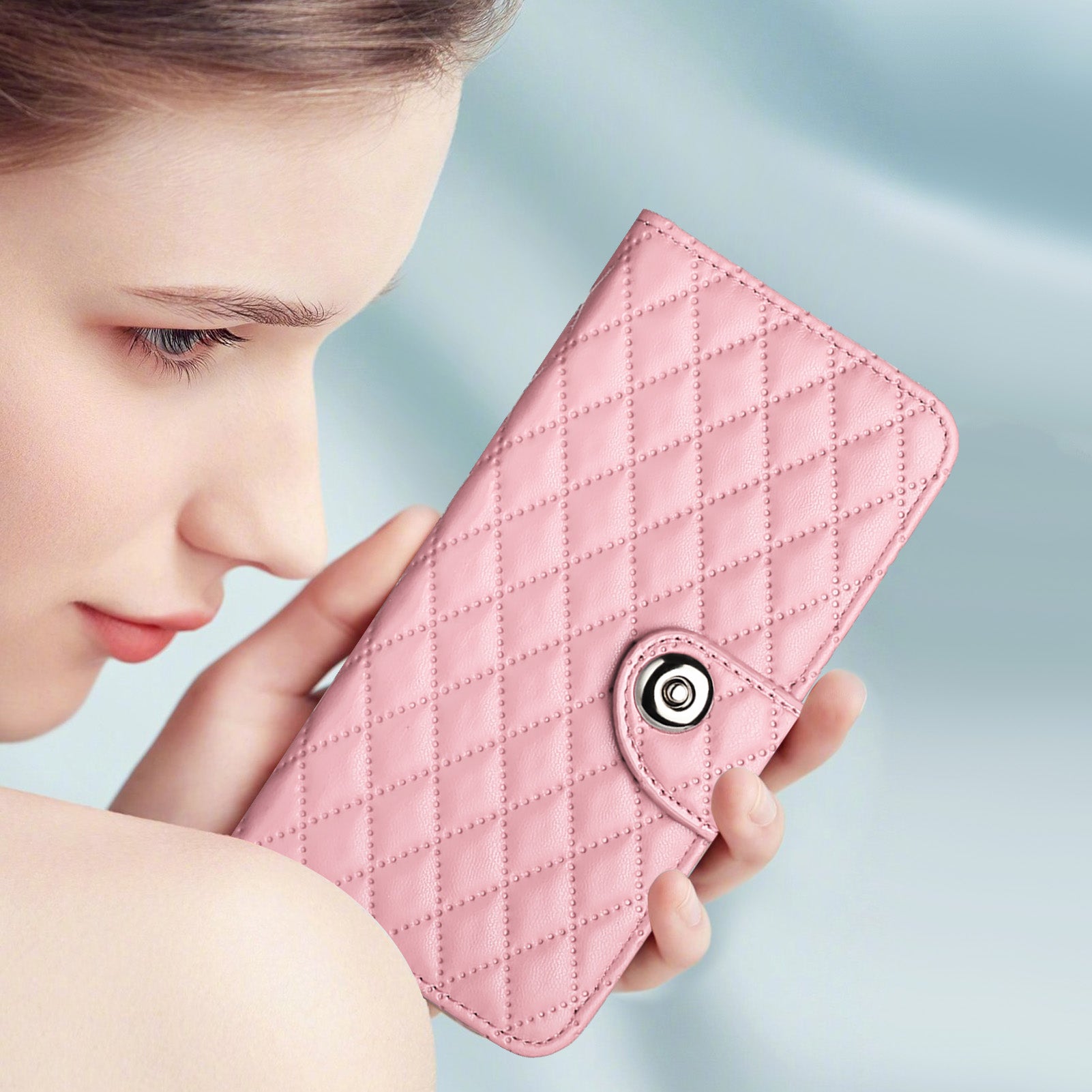 For Samsung Galaxy A16 5G / A16 4G Case YB Imprinting Series-8 Leather Wallet Phone Cover with 7 Card Slots - Pink