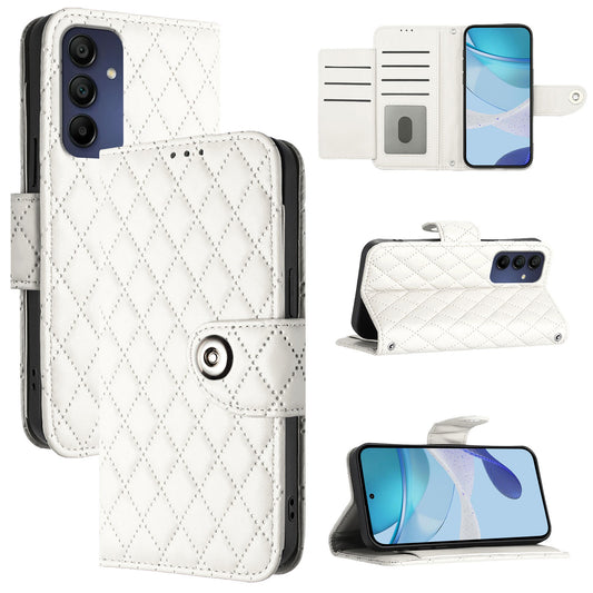 For Samsung Galaxy A16 5G / A16 4G Case YB Imprinting Series-8 Leather Wallet Phone Cover with 7 Card Slots - White