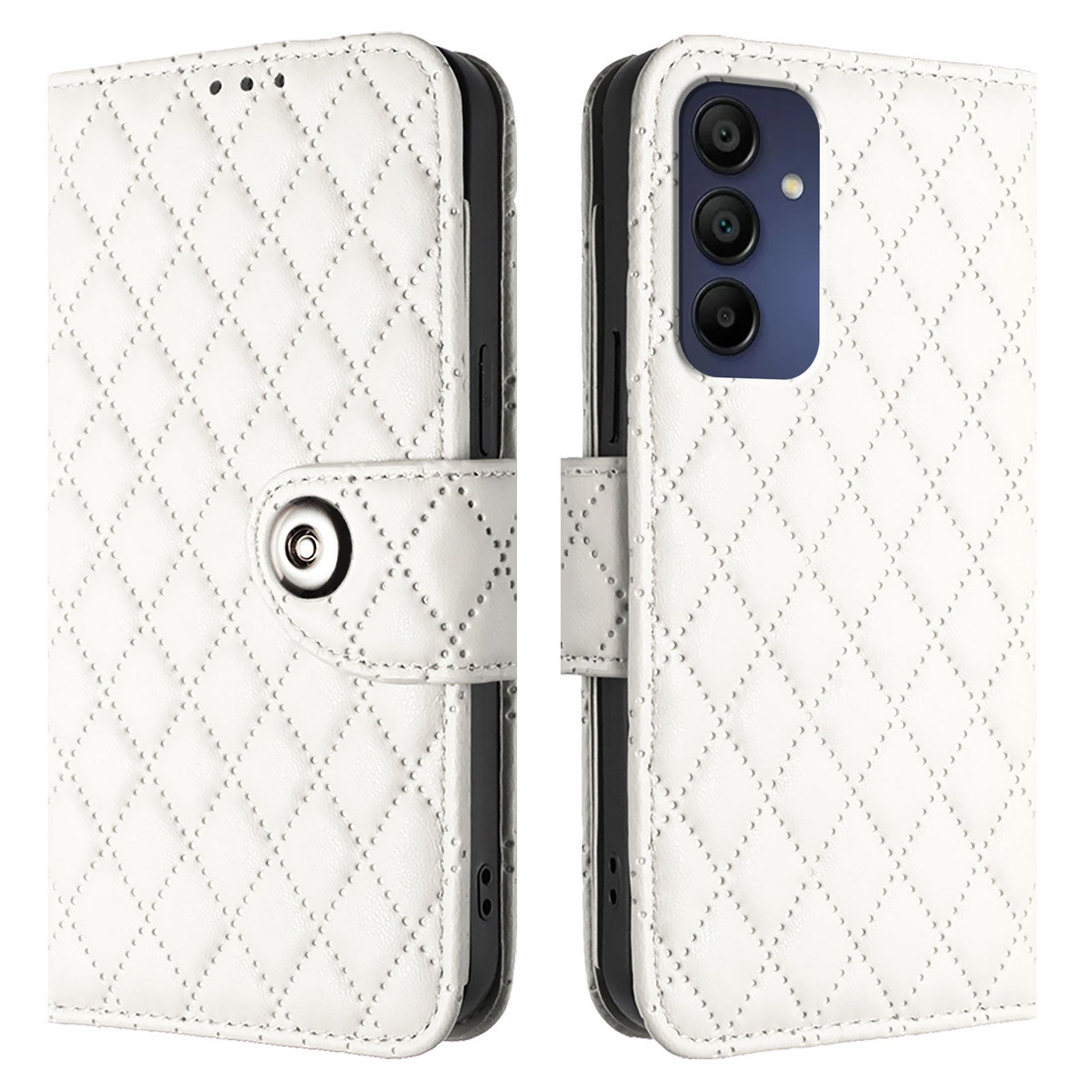 For Samsung Galaxy A16 5G / A16 4G Case YB Imprinting Series-8 Leather Wallet Phone Cover with 7 Card Slots - White