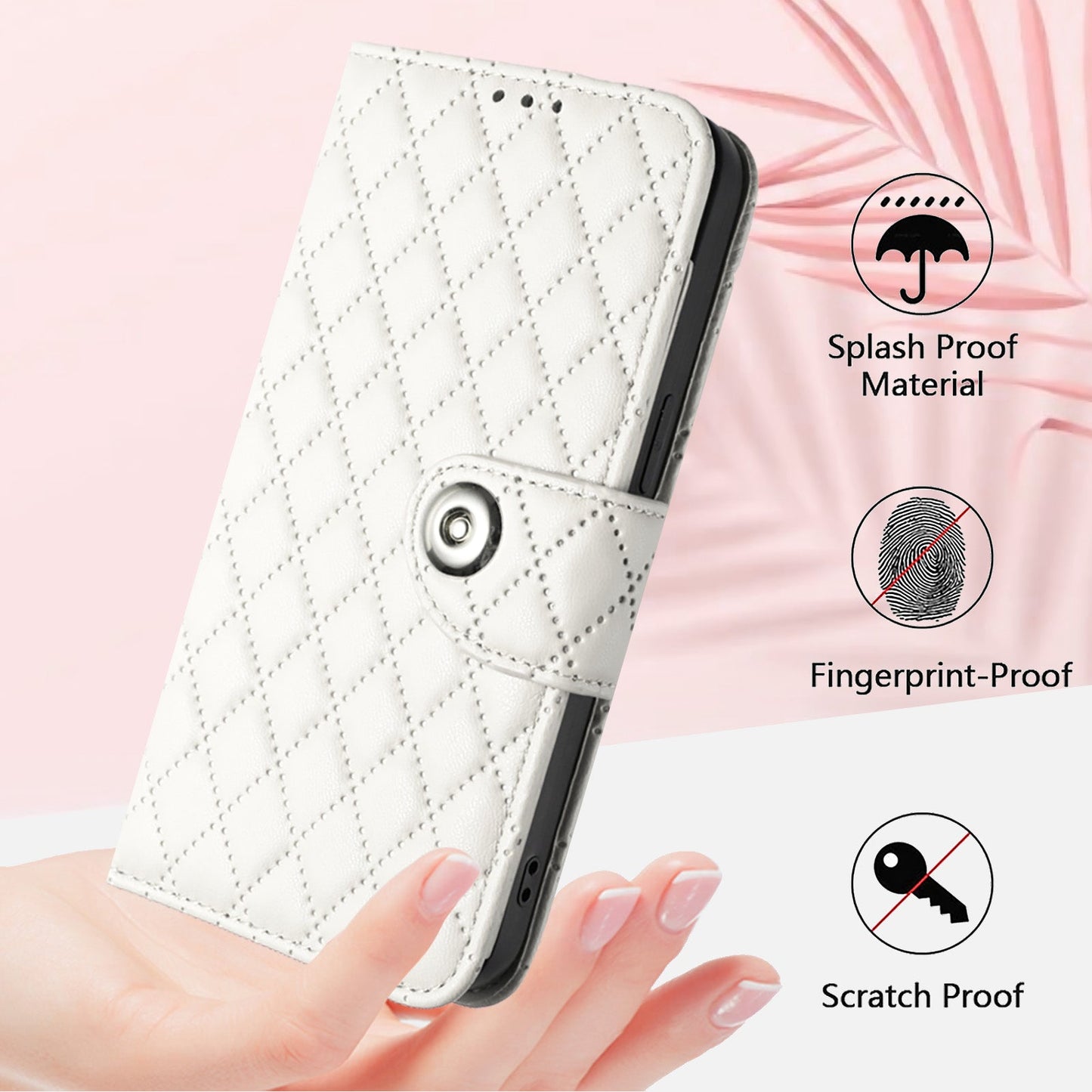 For Samsung Galaxy S24 FE Case YB Imprinting Series-8 Leather Wallet Phone Cover with 7 Card Slots - White