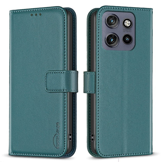 BINFEN COLOR BF17 For Motorola Edge 50 Neo 5G / Moto S50 5G / Thinkphone 25 5G Case Wallet Folio Flip Leather Cover - Green