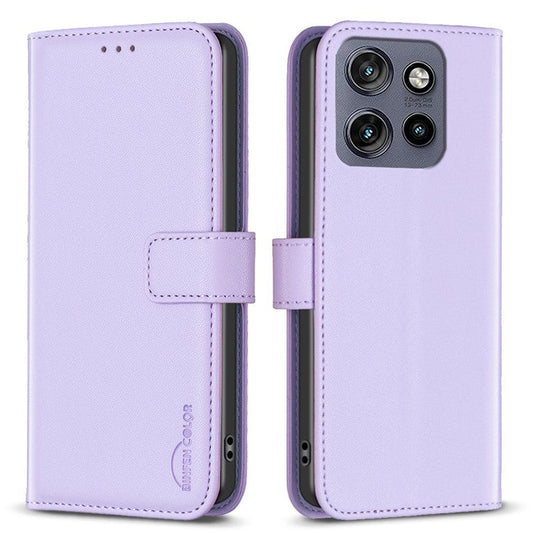 BINFEN COLOR BF17 For Motorola Edge 50 Neo 5G / Moto S50 5G / Thinkphone 25 5G Case Wallet Folio Flip Leather Cover - Purple