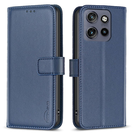 BINFEN COLOR BF17 For Motorola Edge 50 Neo 5G / Moto S50 5G / Thinkphone 25 5G Case Wallet Folio Flip Leather Cover - Blue